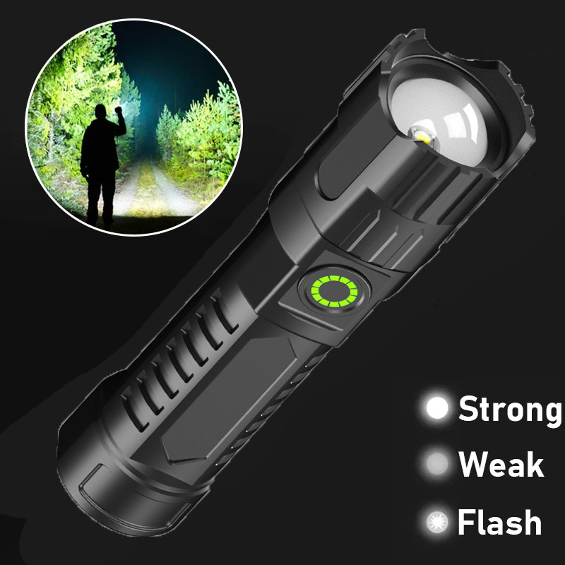 캠핑, foure 모드에 대 한 USB 휴대용 손전등 높은 루멘 Zoomable 방수 하이킹에 대 한 매우 밝은 LED 플래시 빛